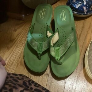 Coach Green Flip Flops